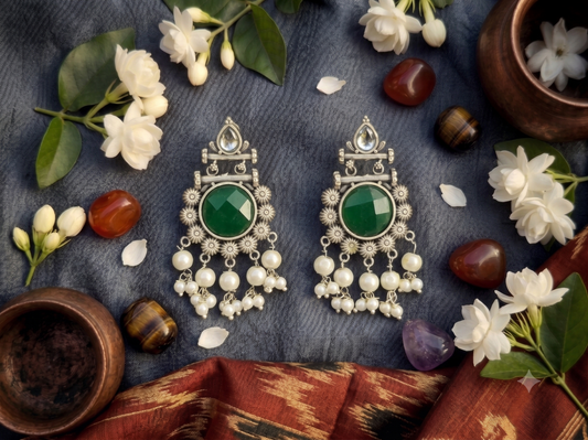 Rajwada Emerald Danglers