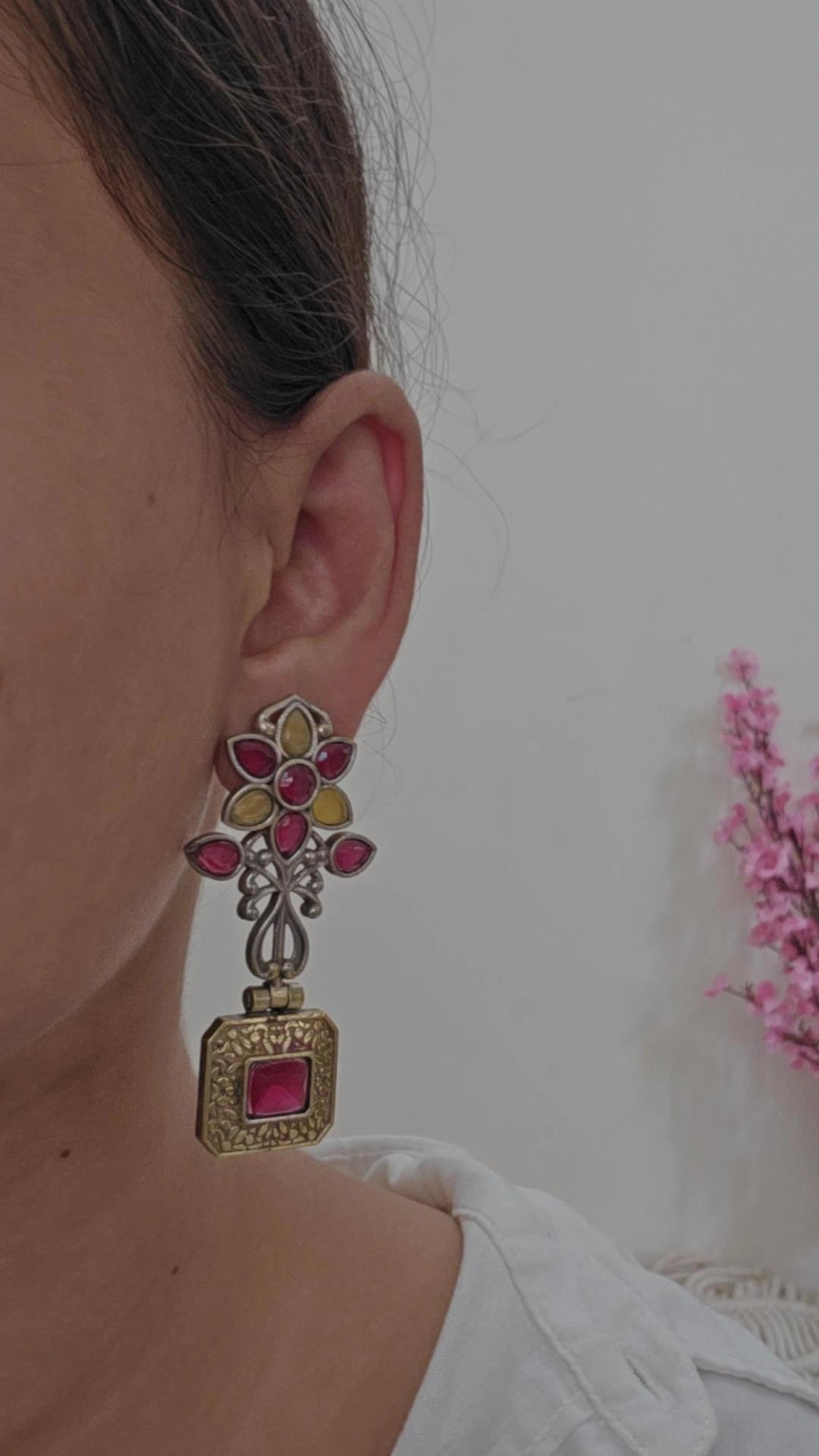 Ruby Blooms Earring