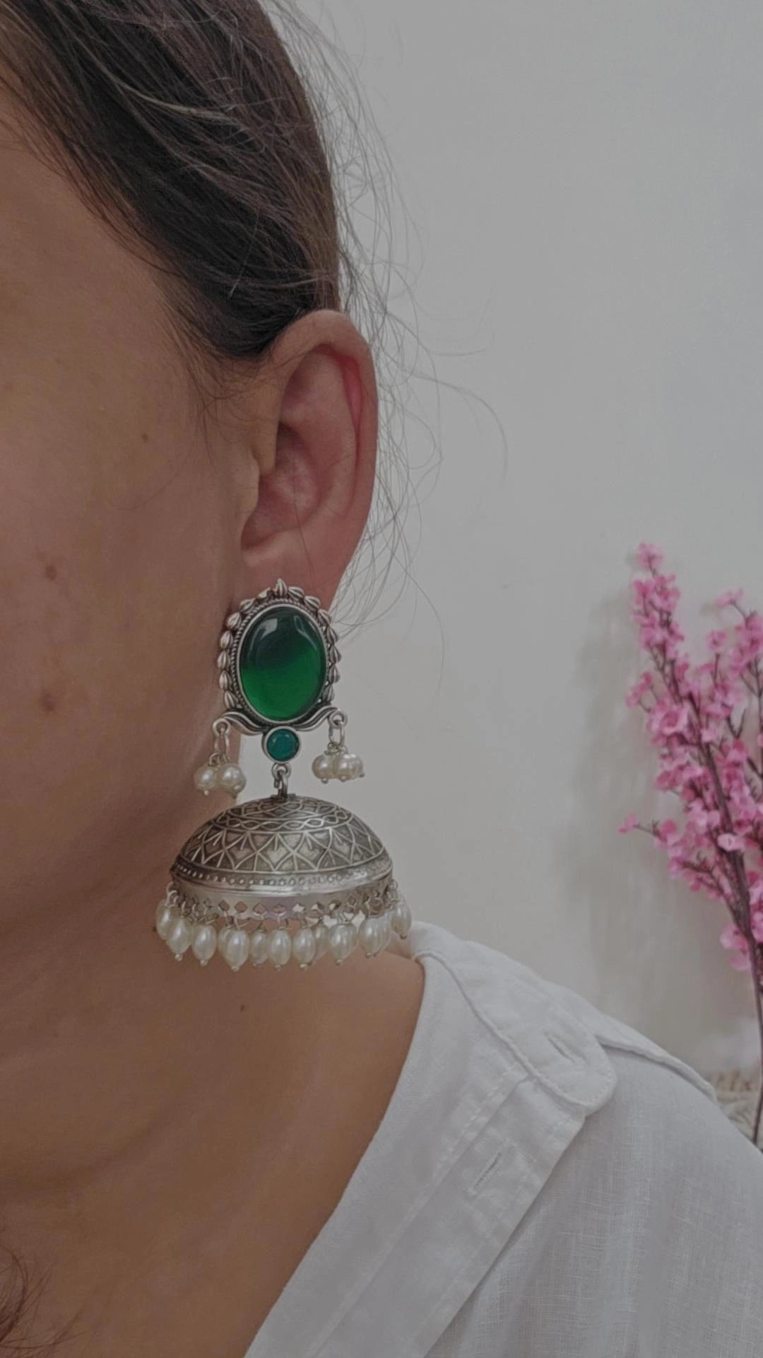 Ruby Pearl Jhumka Earrings
