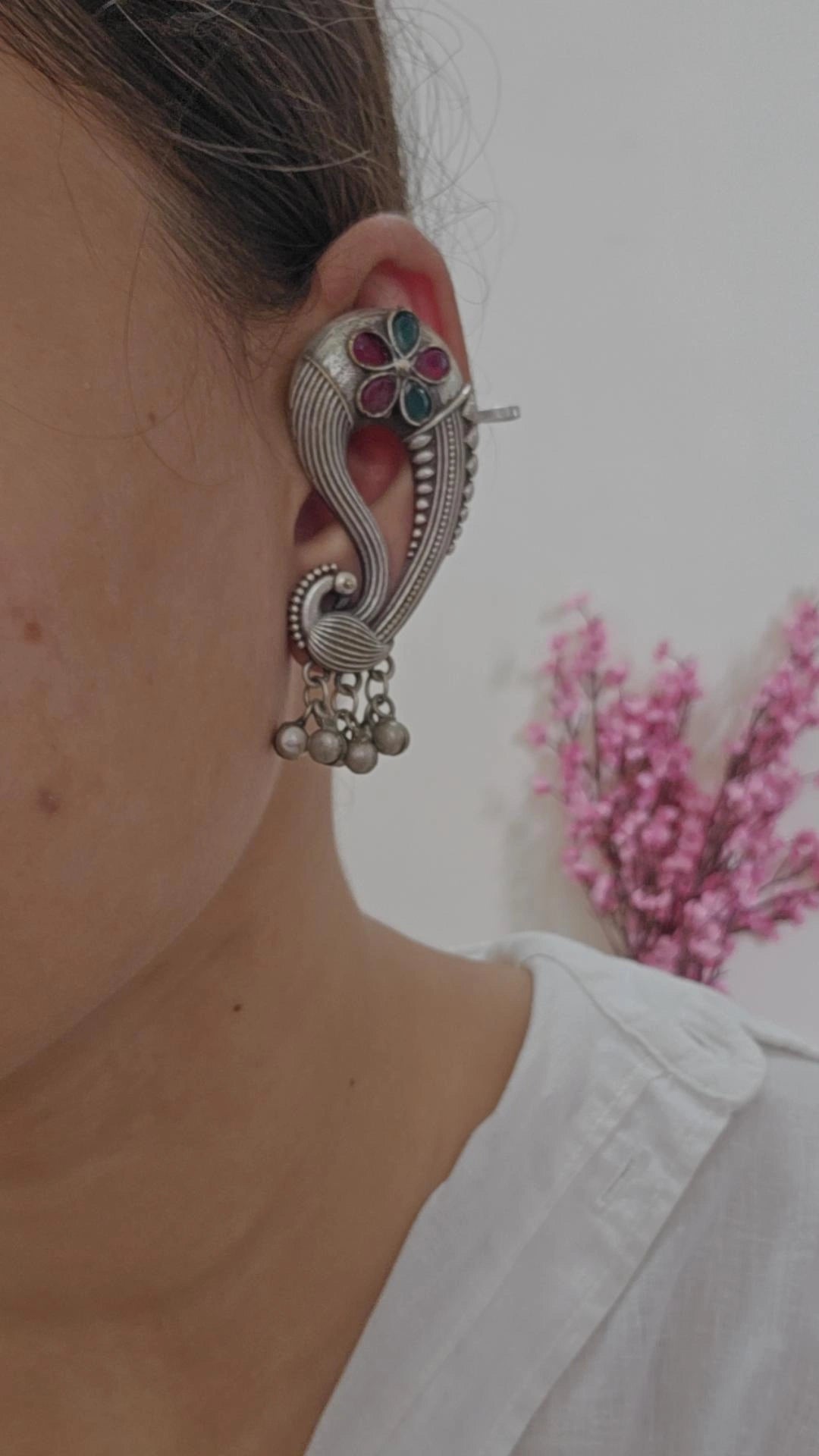 Peacock Drop Earcuffs